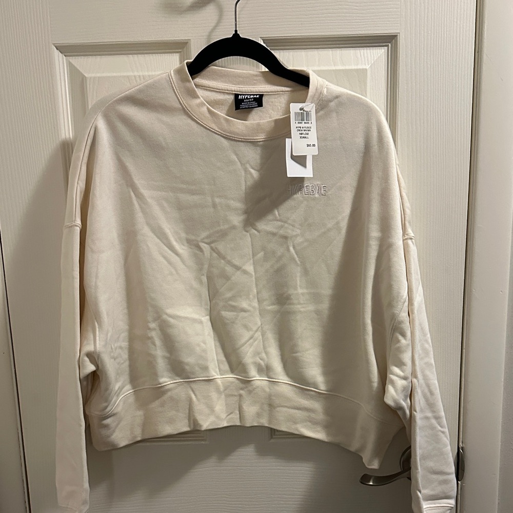 HYPEBAE Fleece Crew XS off white